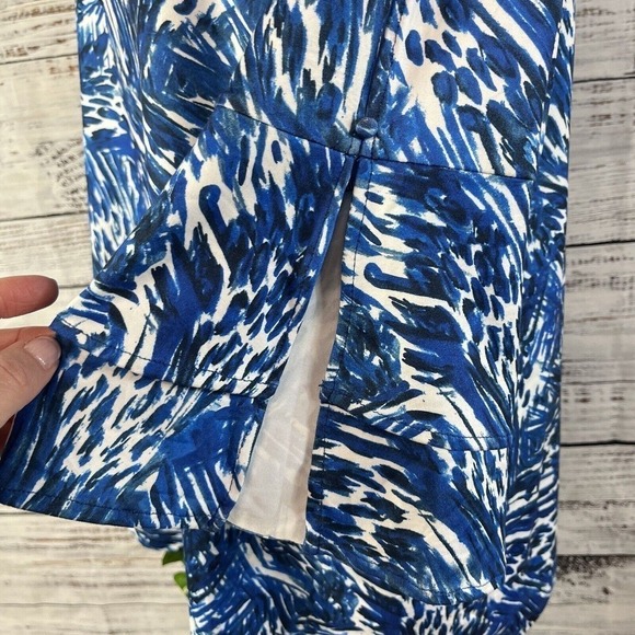 Robert Louis Tunic Top Plus size 1X Blue White Stretch Tropical Modest Casual - Picture 14 of 16